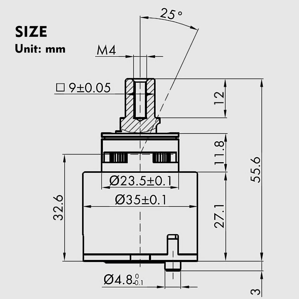 ousun Kerox K35A 90°C max temperature for hot water mixing.
