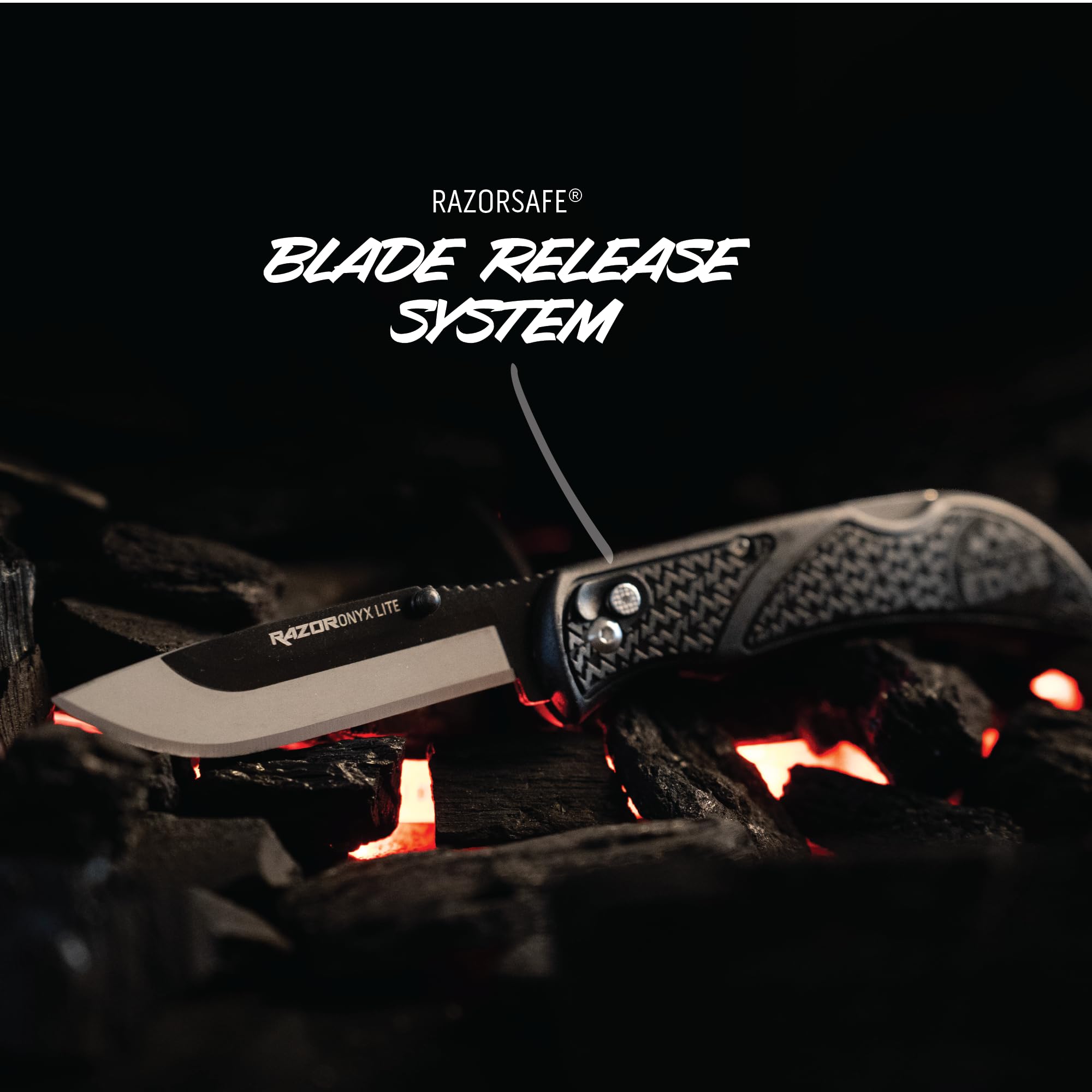 Outdoor Edge Onyx lockback safety keeps the blade secure during demanding chores.