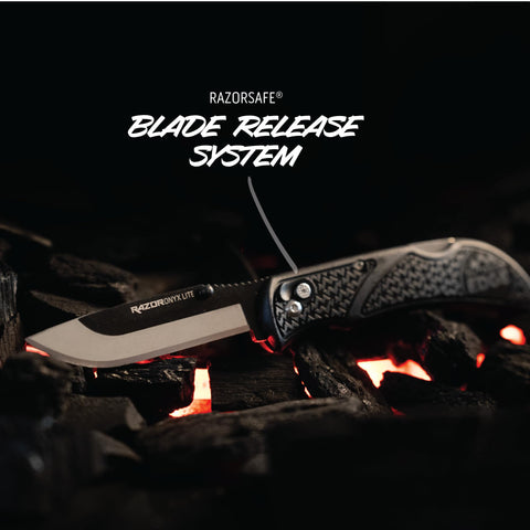 Outdoor Edge Onyx lockback safety keeps the blade secure during demanding chores.