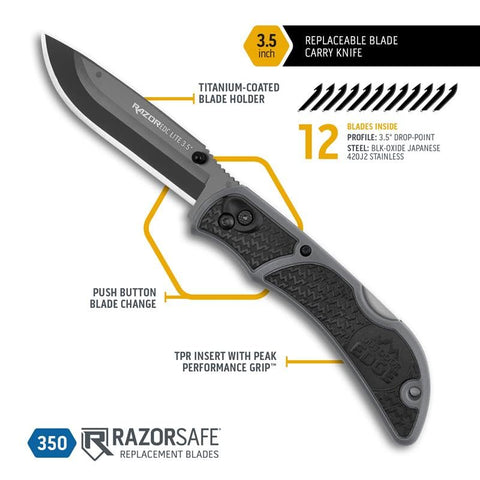Outdoor Edge RazorLite clip feature enabling secure carry during camping and hunting trips