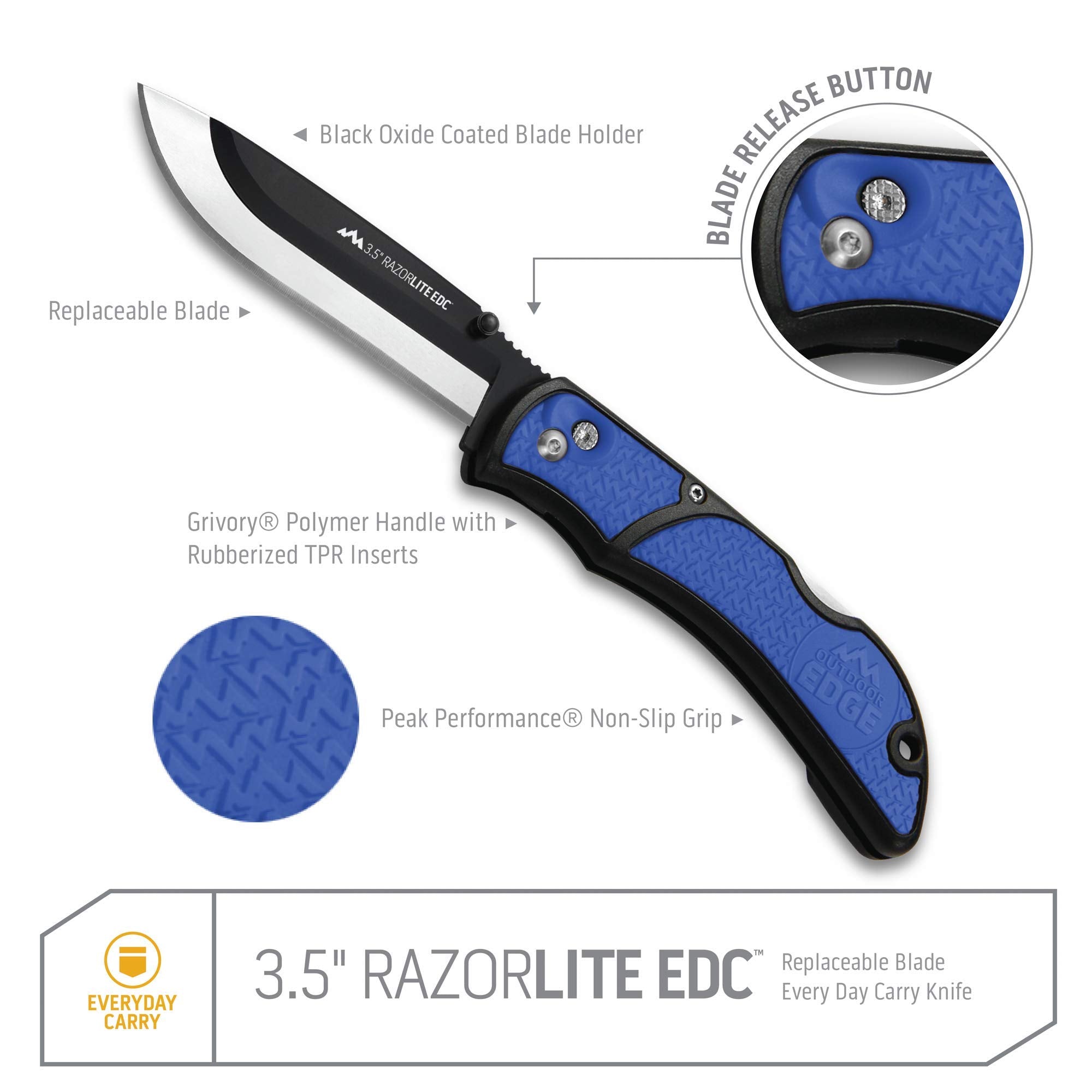 Outdoor Edge RazorLite EDC knife with 6 blades ready for replacement on outdoor tasks