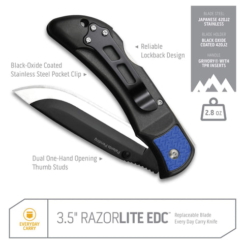 Outdoor Edge RazorLite EDC knife included blades for rapid replacement