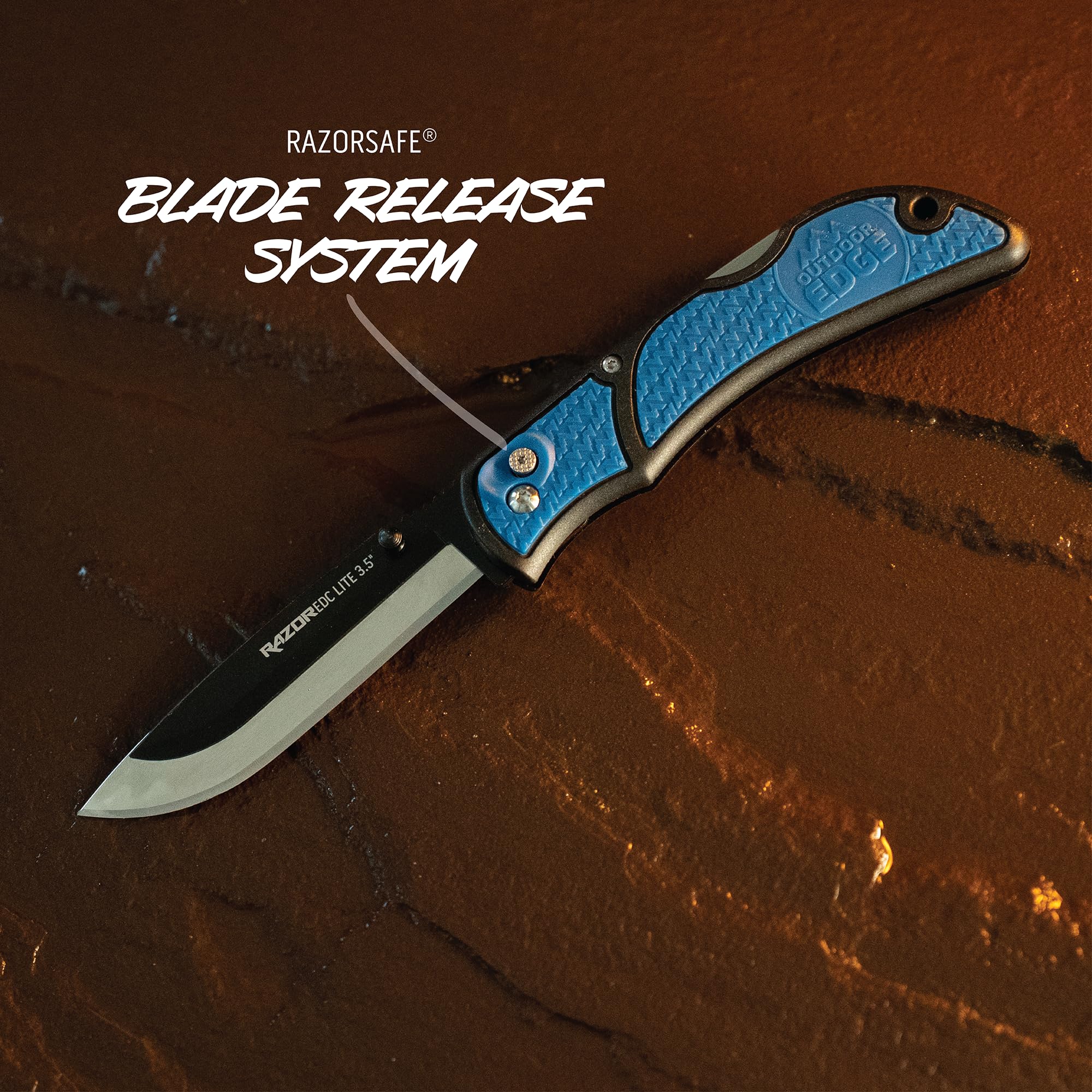 Outdoor Edge RazorLite EDC knife Grivory handle for non-slip grip