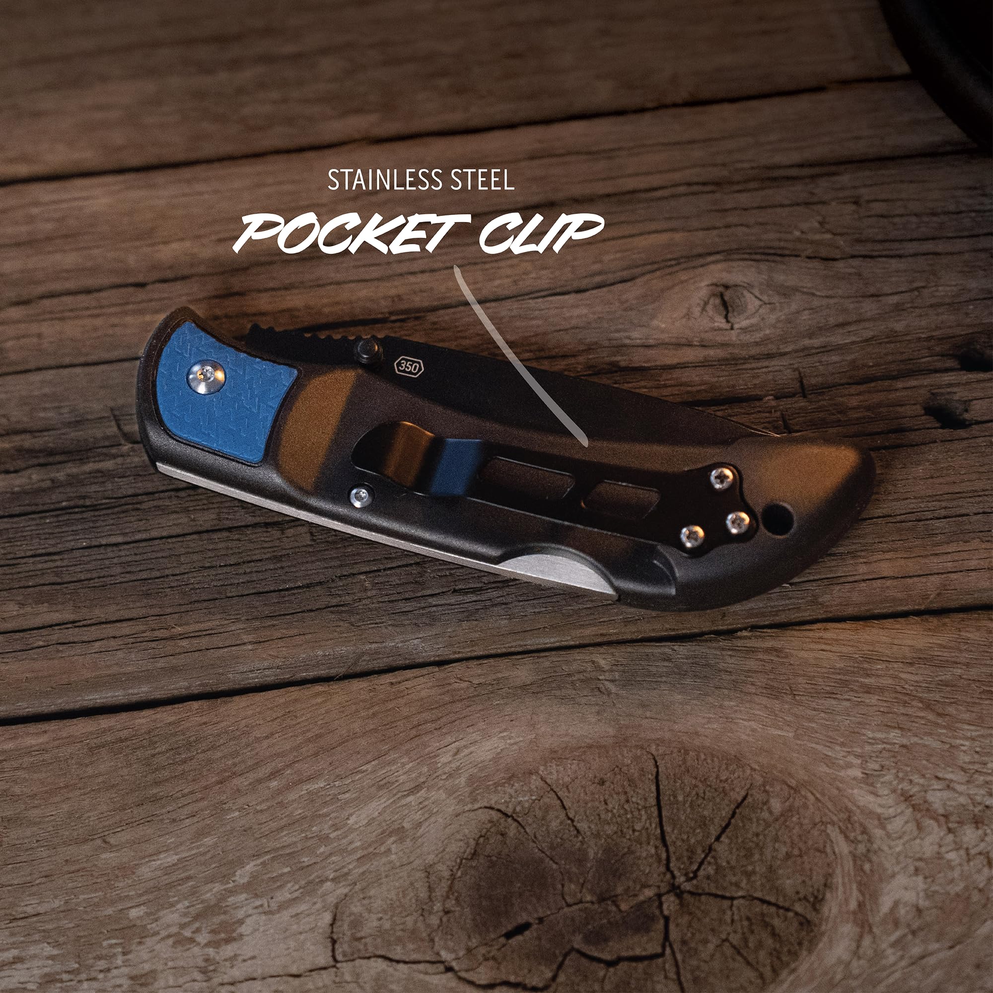 Outdoor Edge RazorLite EDC knife pocket clip integrated in the handle