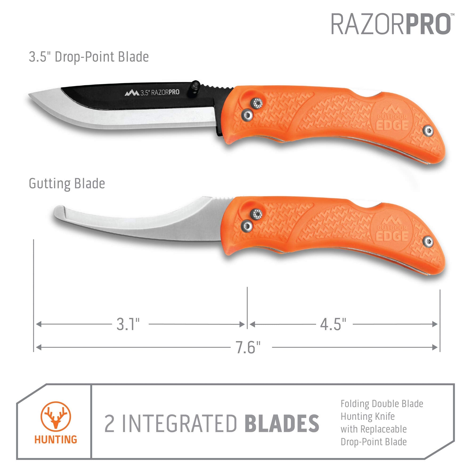 OUTDOOR EDGE RazorPro G non-slip black TPR handle for secure grip