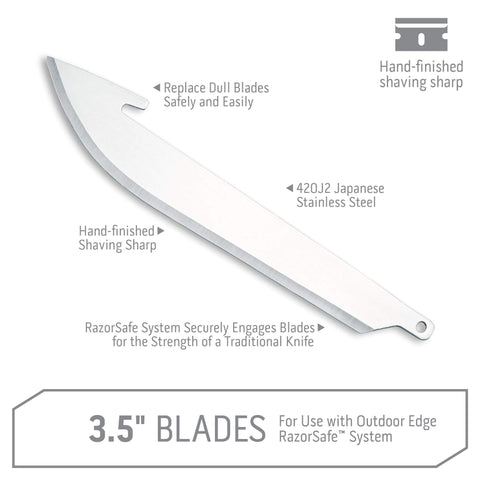 Outdoor Edge RazorSafe 420J2 stainless steel blades emphasize durability.