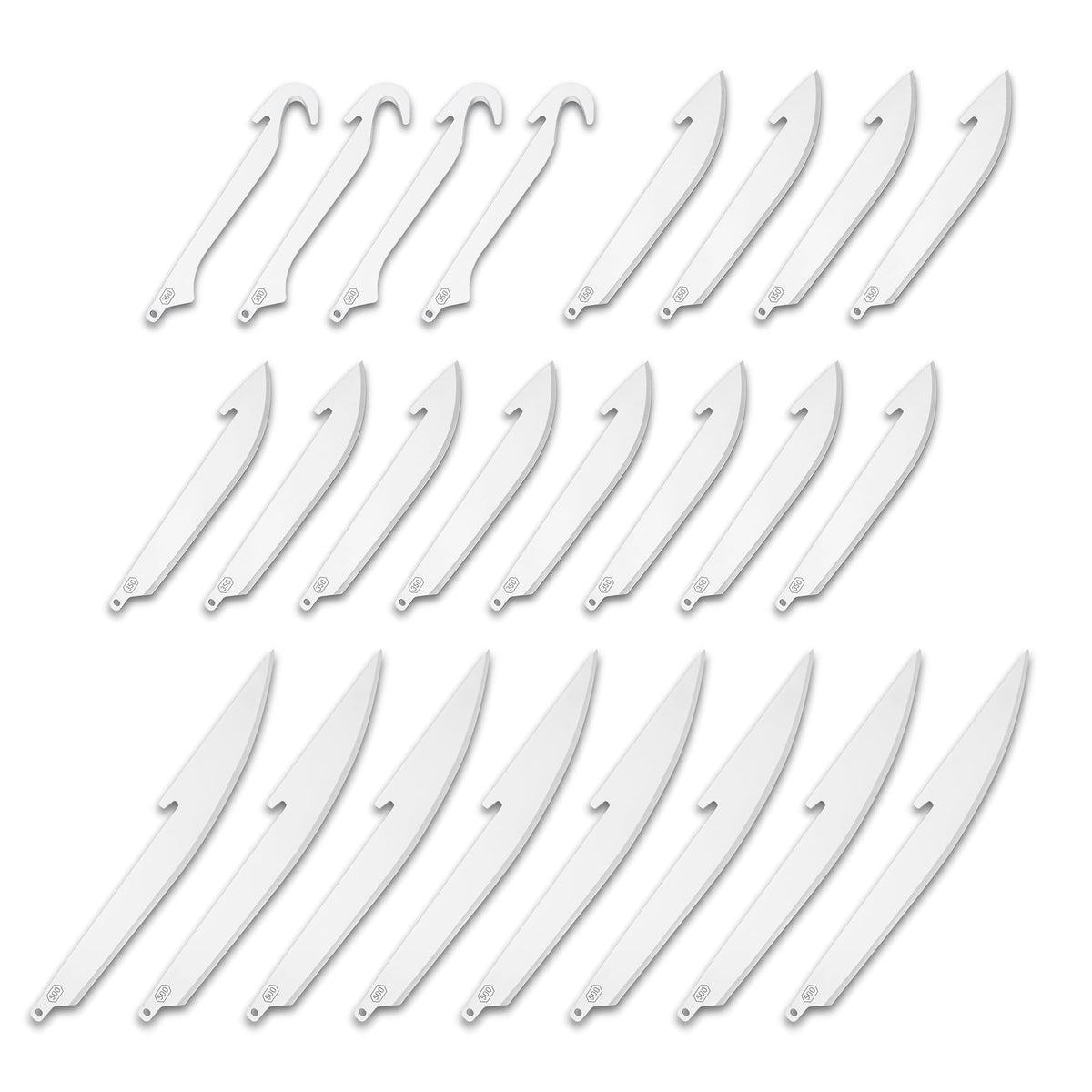 Outdoor Edge RazorSafe blades in vacuum-sealed pouches for safe storage.