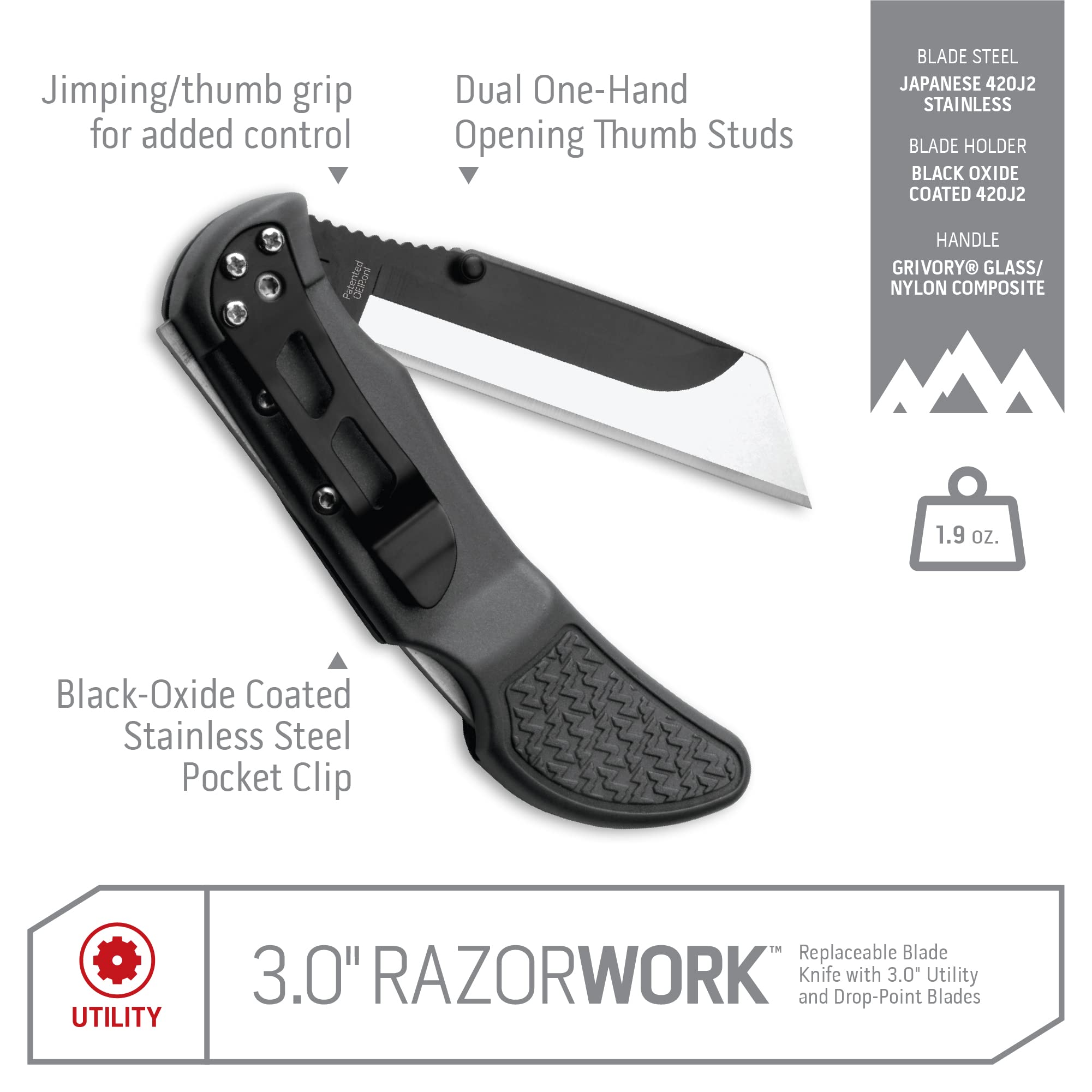 OUTDOOR EDGE three-blade pack offers versatile cutting options in one kit