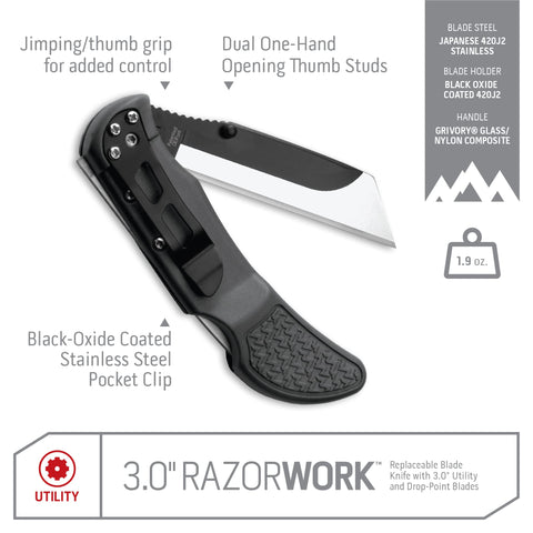 OUTDOOR EDGE three-blade pack offers versatile cutting options in one kit