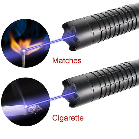 Side view of Long-Range Blue-Light Flashlight with non-slip grip for rugged use