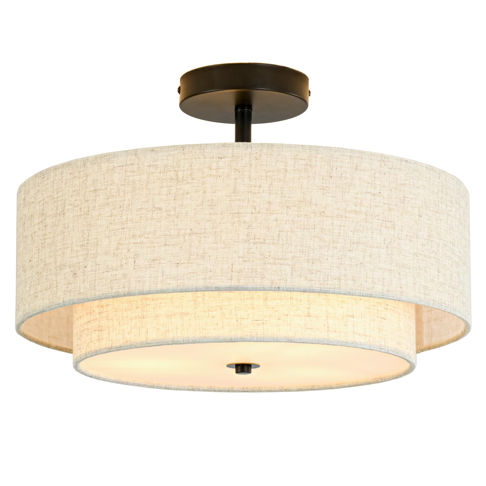 Outiron 16 inch semi flush drum light over dining table adds warm ambience