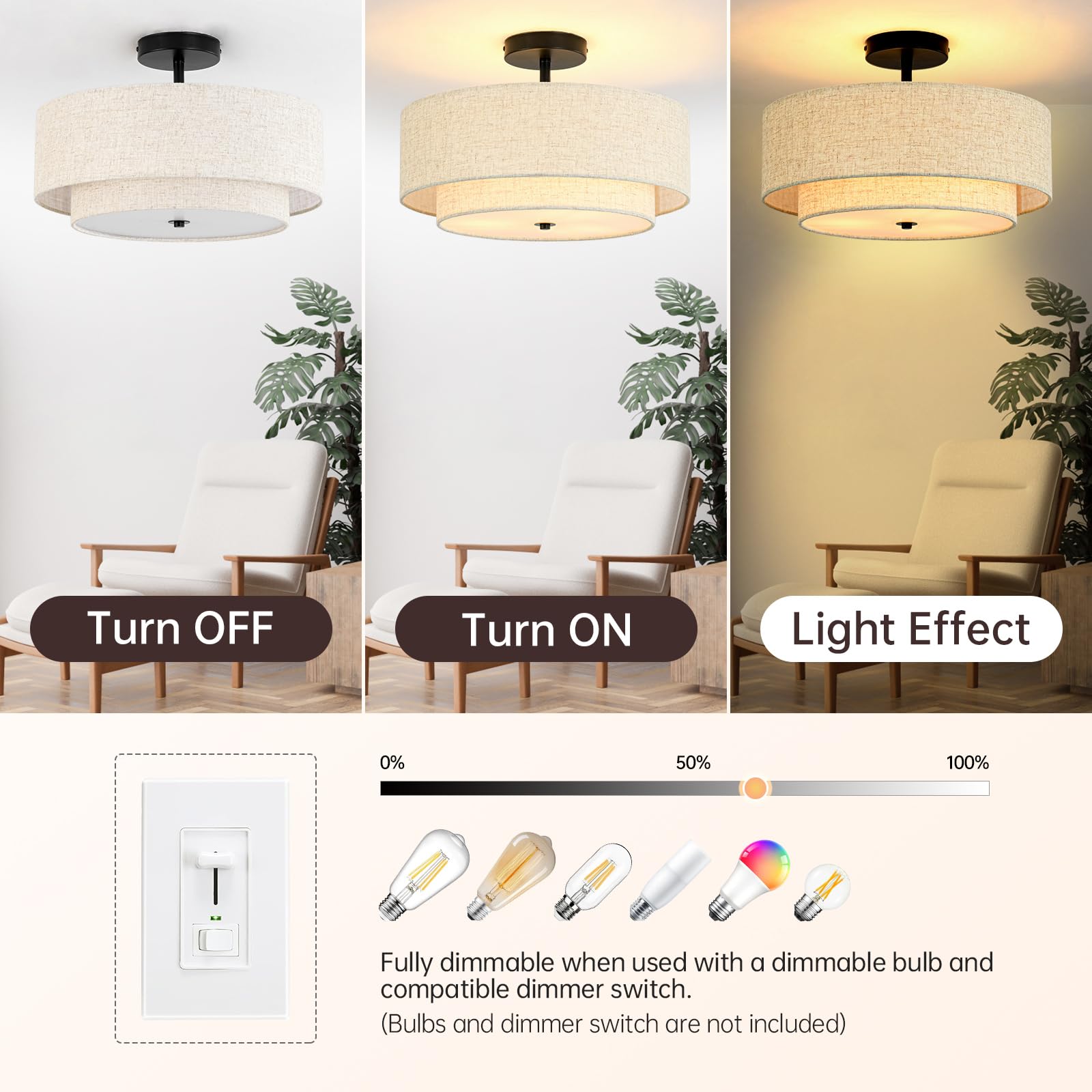 Outiron compatible with LED CFL incandescent bulbs for flexible choice