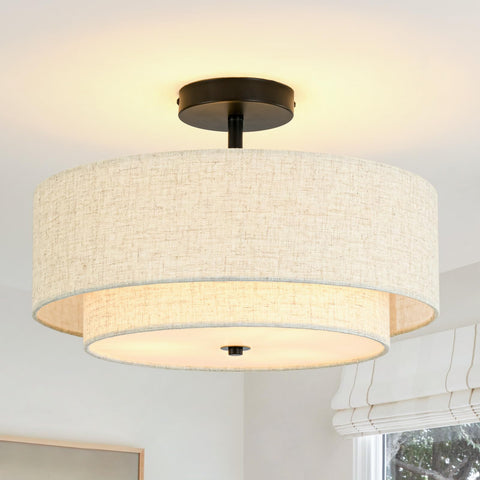 Outiron 3-light fixture serves as a warm centerpiece in entryways