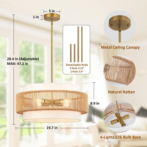 Outiron large boho pendant above dining table providing warm ambience
