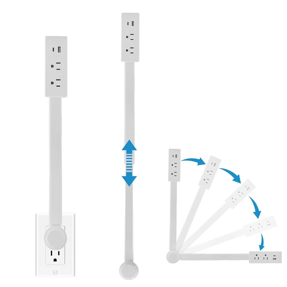 Outlet Extender Stick with USB-A, USB-C, and two AC outlets for behind-the-sofa use.
