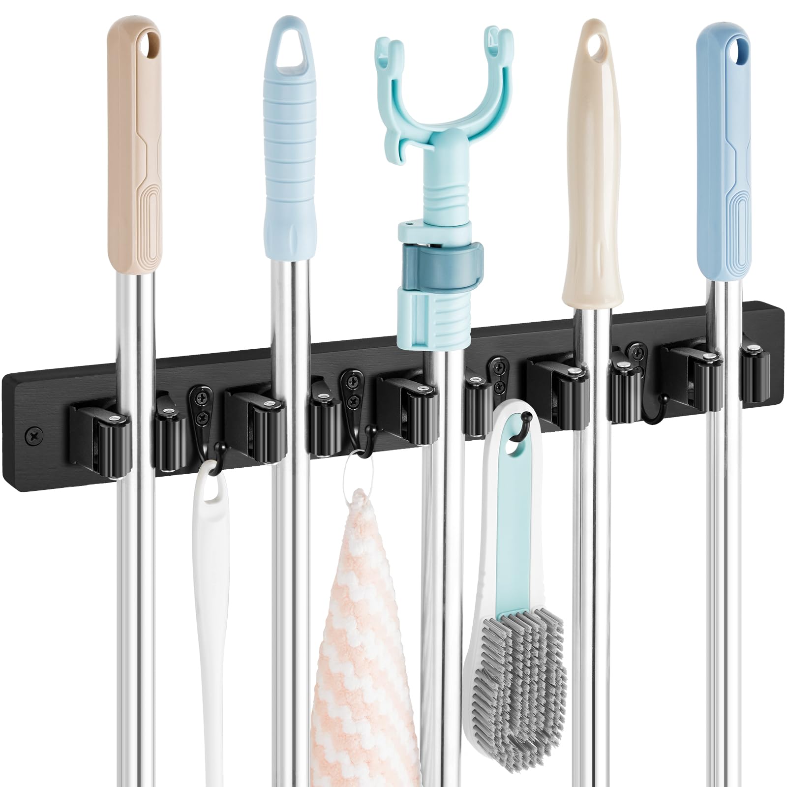 OUTNILI mop and broom holder wall mount keeps tools within reach and tidy.