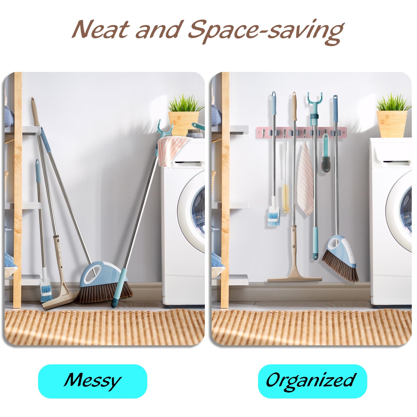 OUTNILI pink mop holder kitchen decor display boosts organization and style