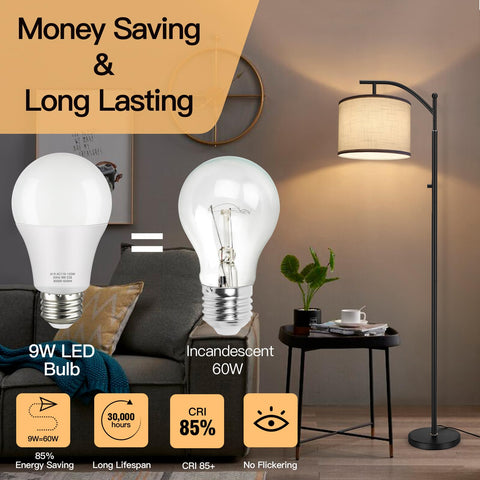 OUTON A19 LED bulb dimmable to create mood lighting from bright to cozy.