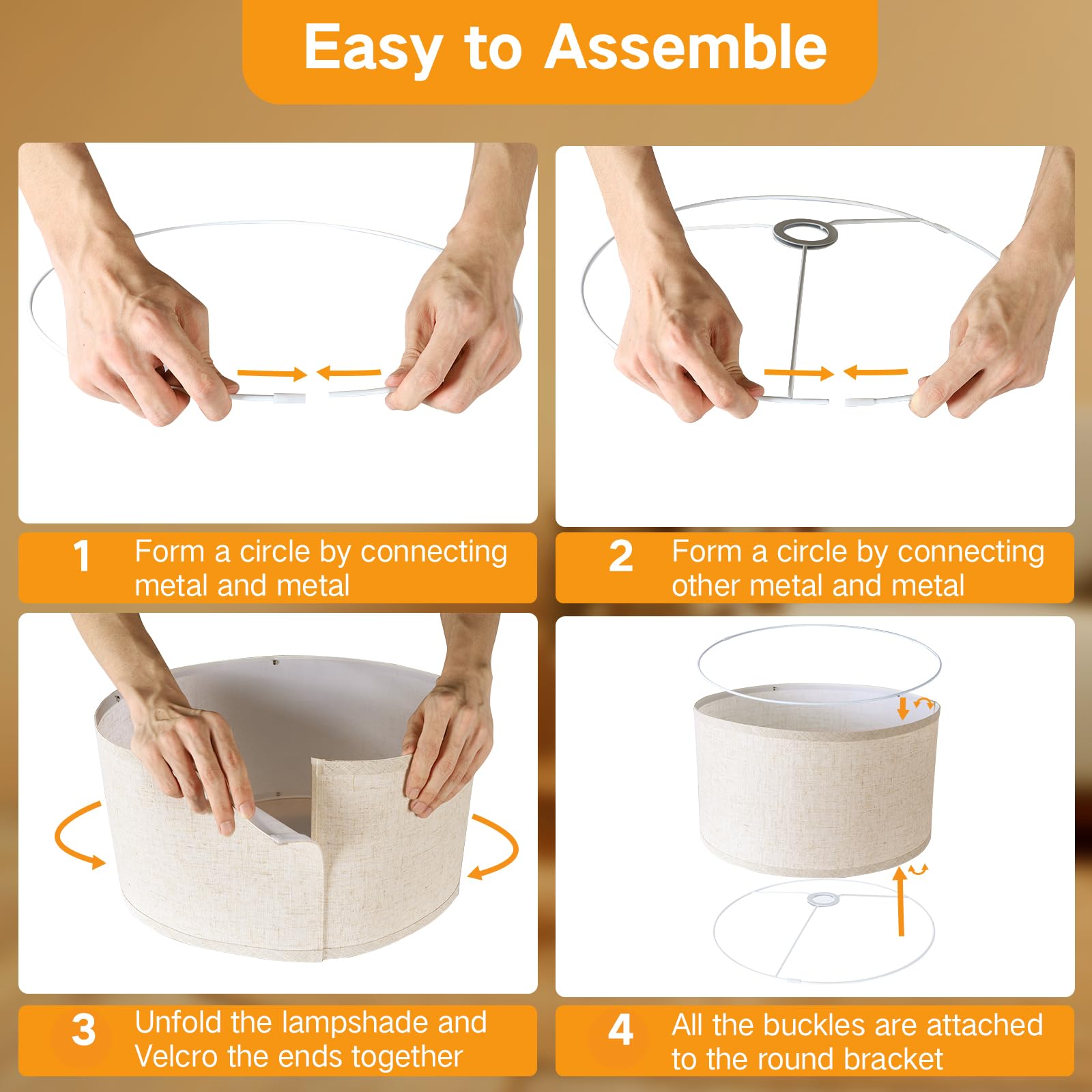 OUTON beige drum shade E26 E27 compatibility for versatile use