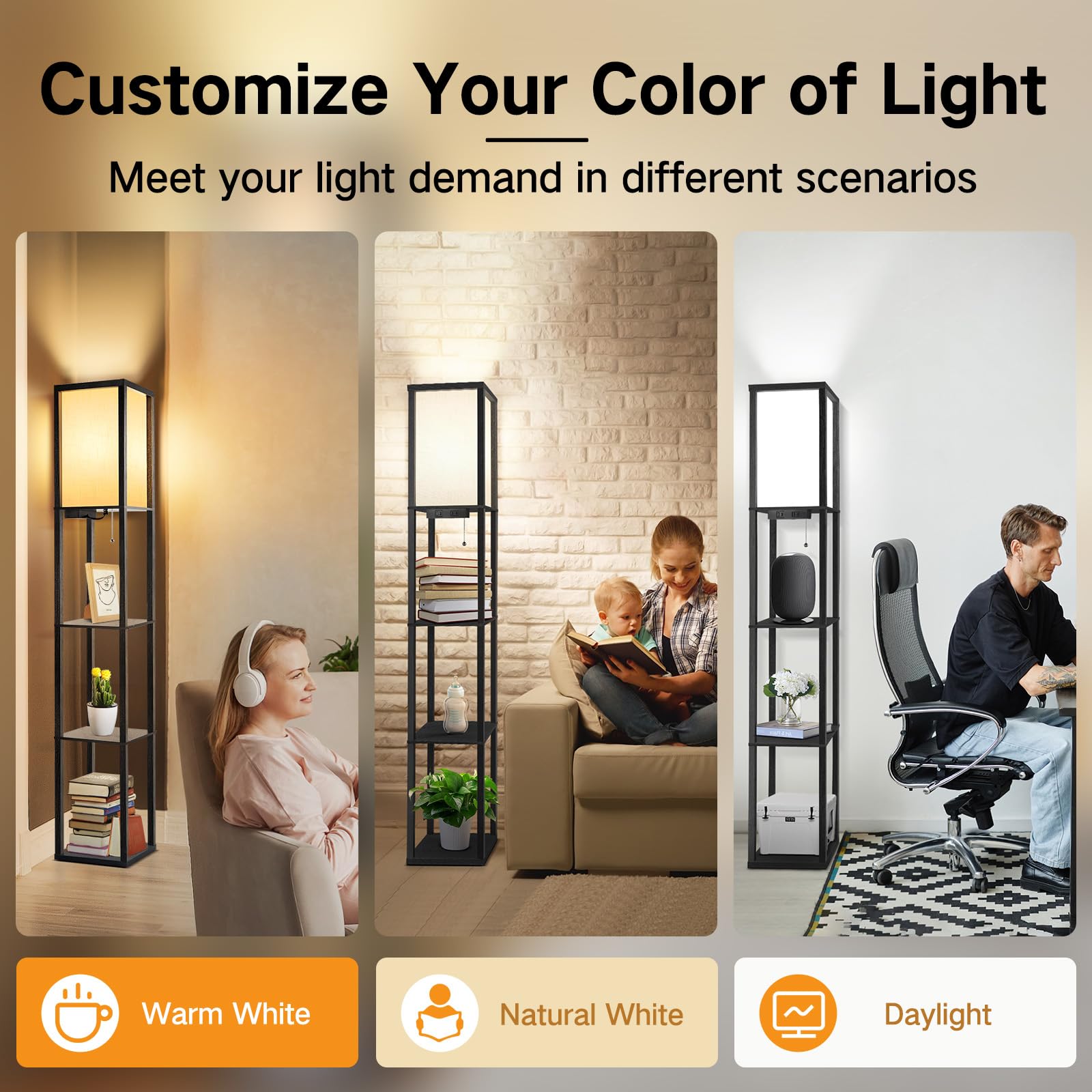 LED light from OUTON lamp with 3 color temperatures for warm to daylight moods