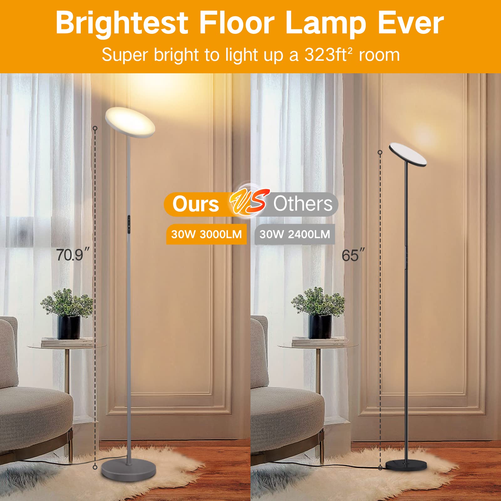 OUTON floor lamp features a sturdy weighted base for stability
