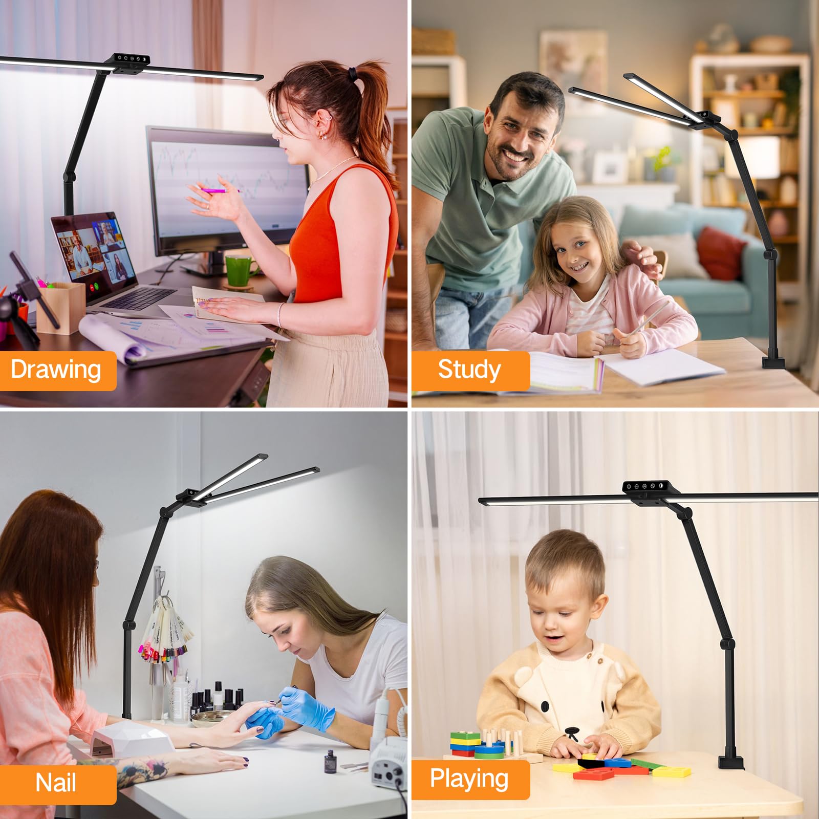 OUTON LED desk lamp delivers wide desk coverage on large desks.