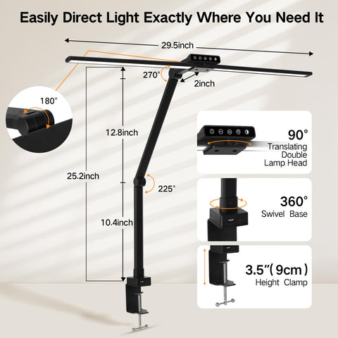 OUTON LED desk lamp offering five color temperatures for focus.