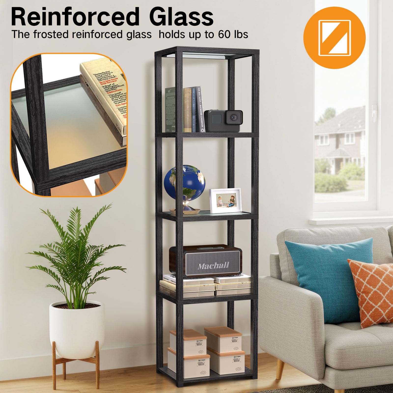 OUTON rhythmic lighting modes create dynamic ambiance for shelves and decor