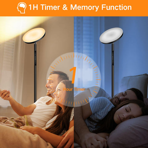 OUTON standing lamp with 50,000+ hours lifespan and durable base.
