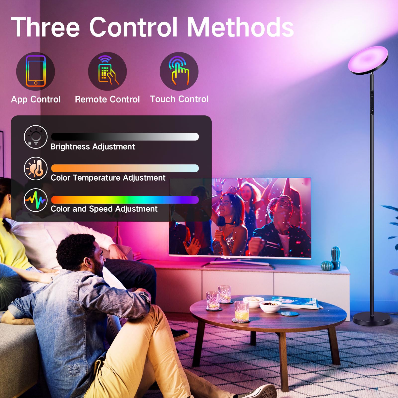 OUTON lamp app control for effortless brightness and color adjustments.