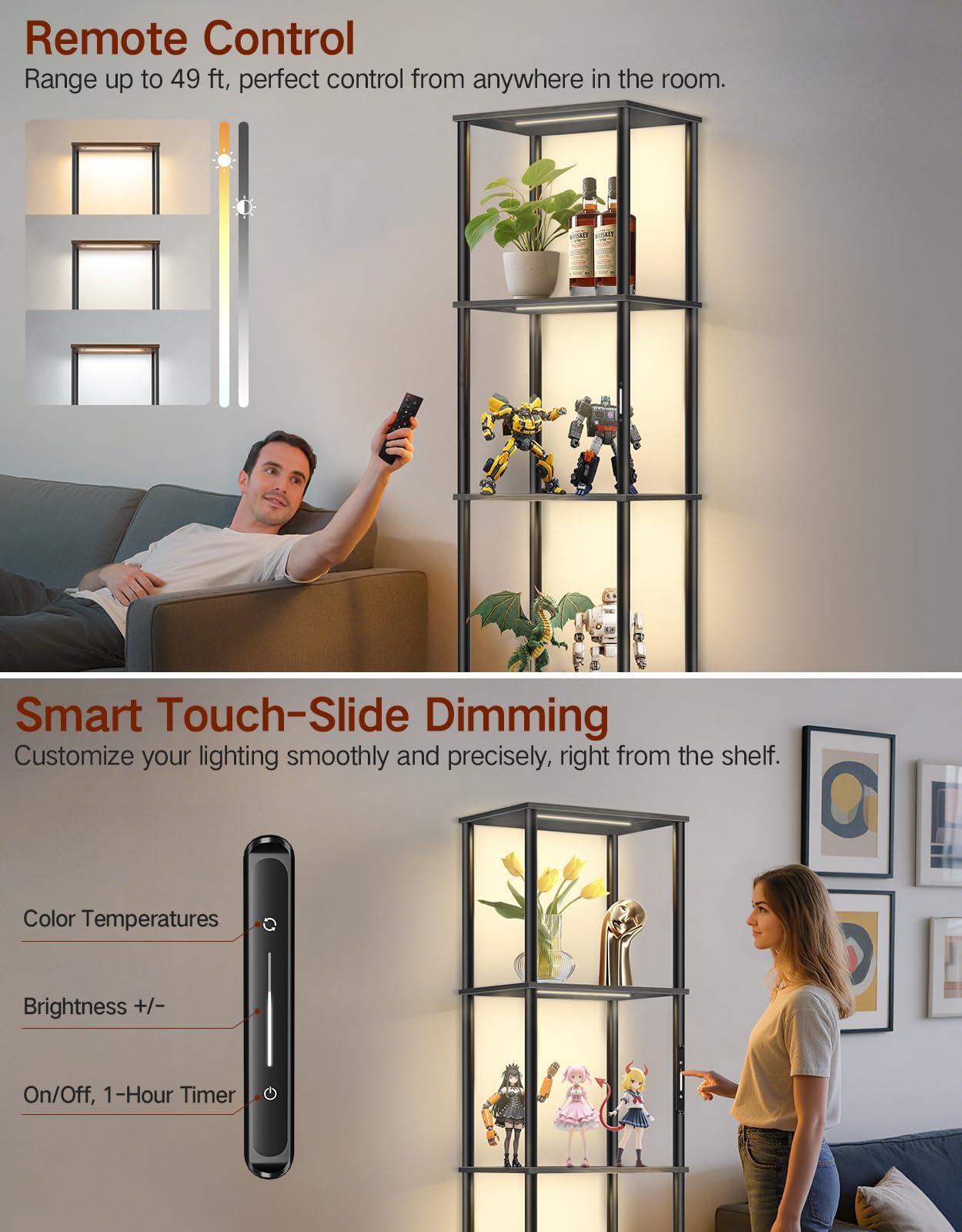 OUTONLIFE touch and remote control panel provides quick lighting adjustments for ambiance.