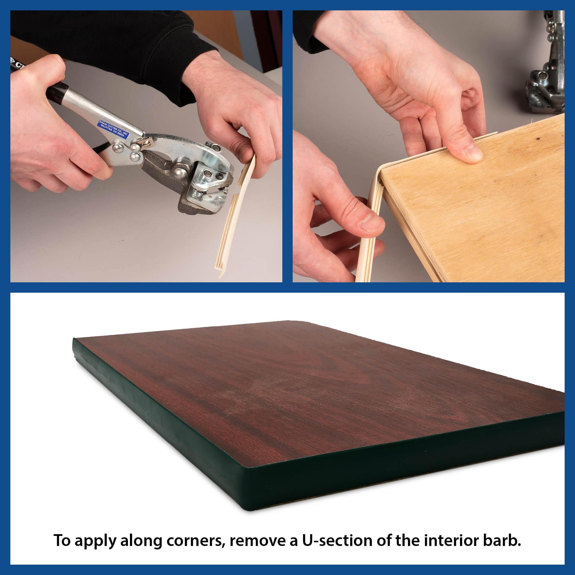 Outwater shelf guard tee molding keeps edges protected and neat.