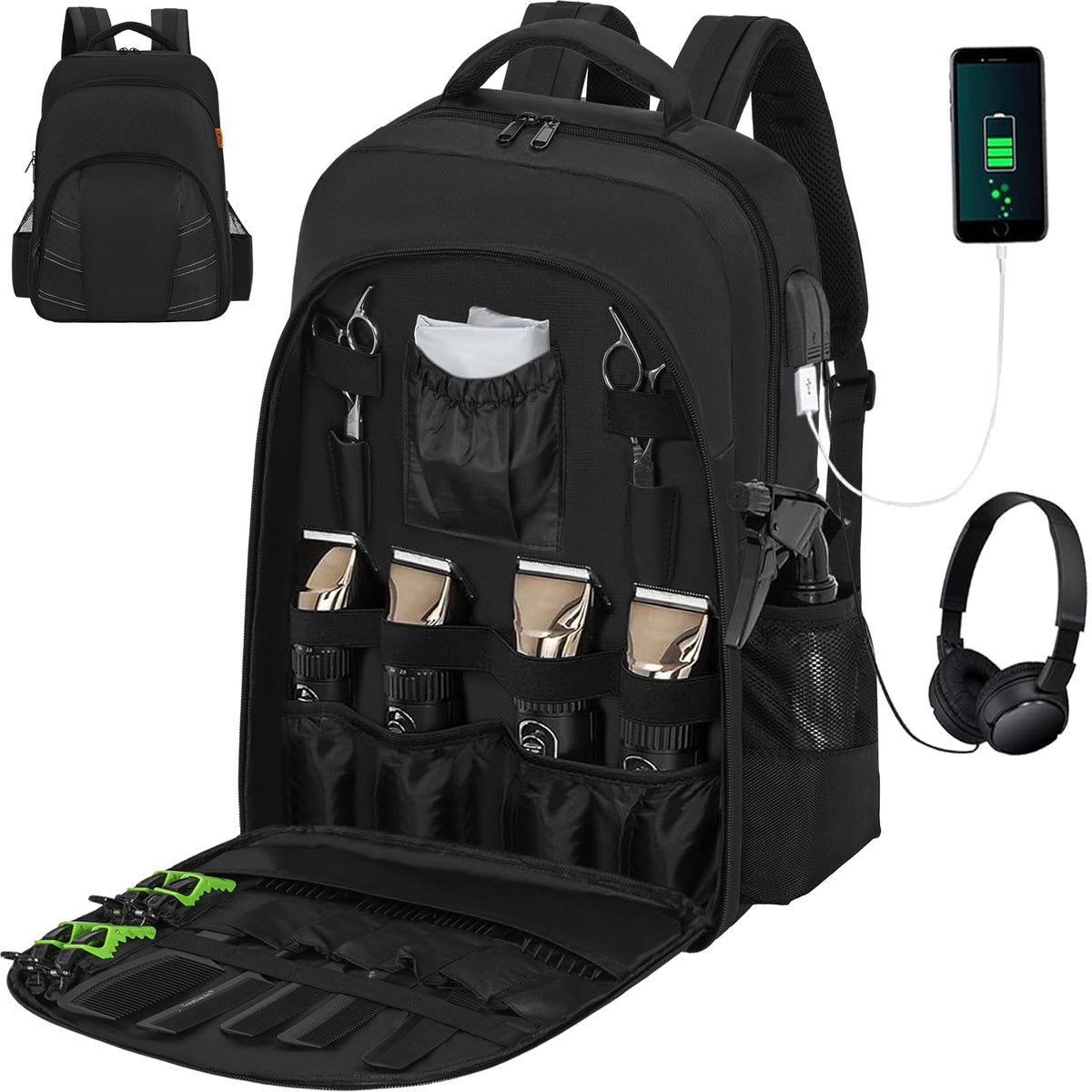 OUUTMEE barber bag with clipper-organizer for quick access on the go