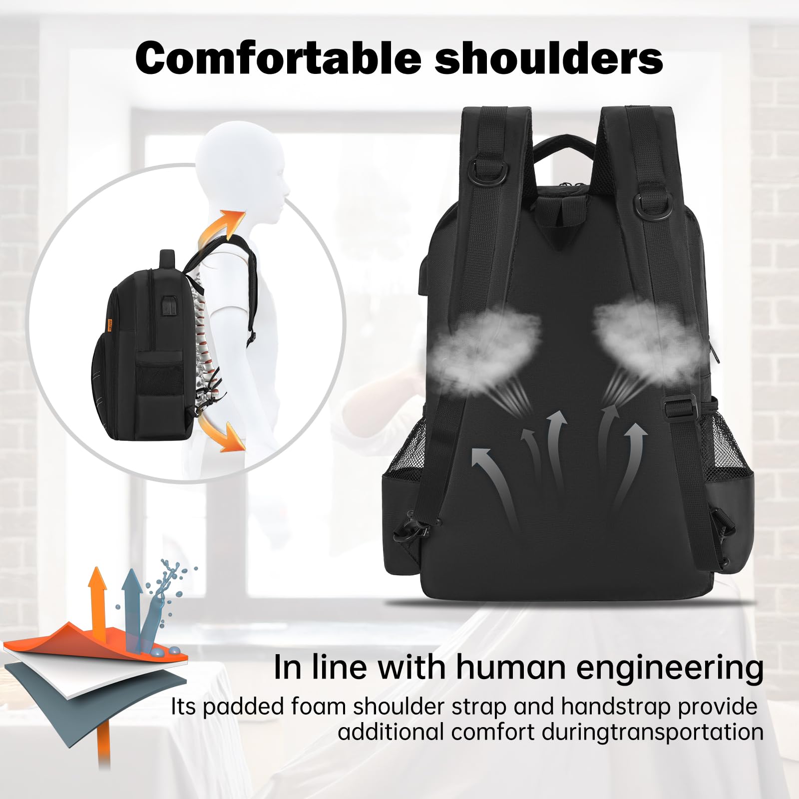 OUUTMEE bag front pocket with multi pockets keeps tools neatly organized