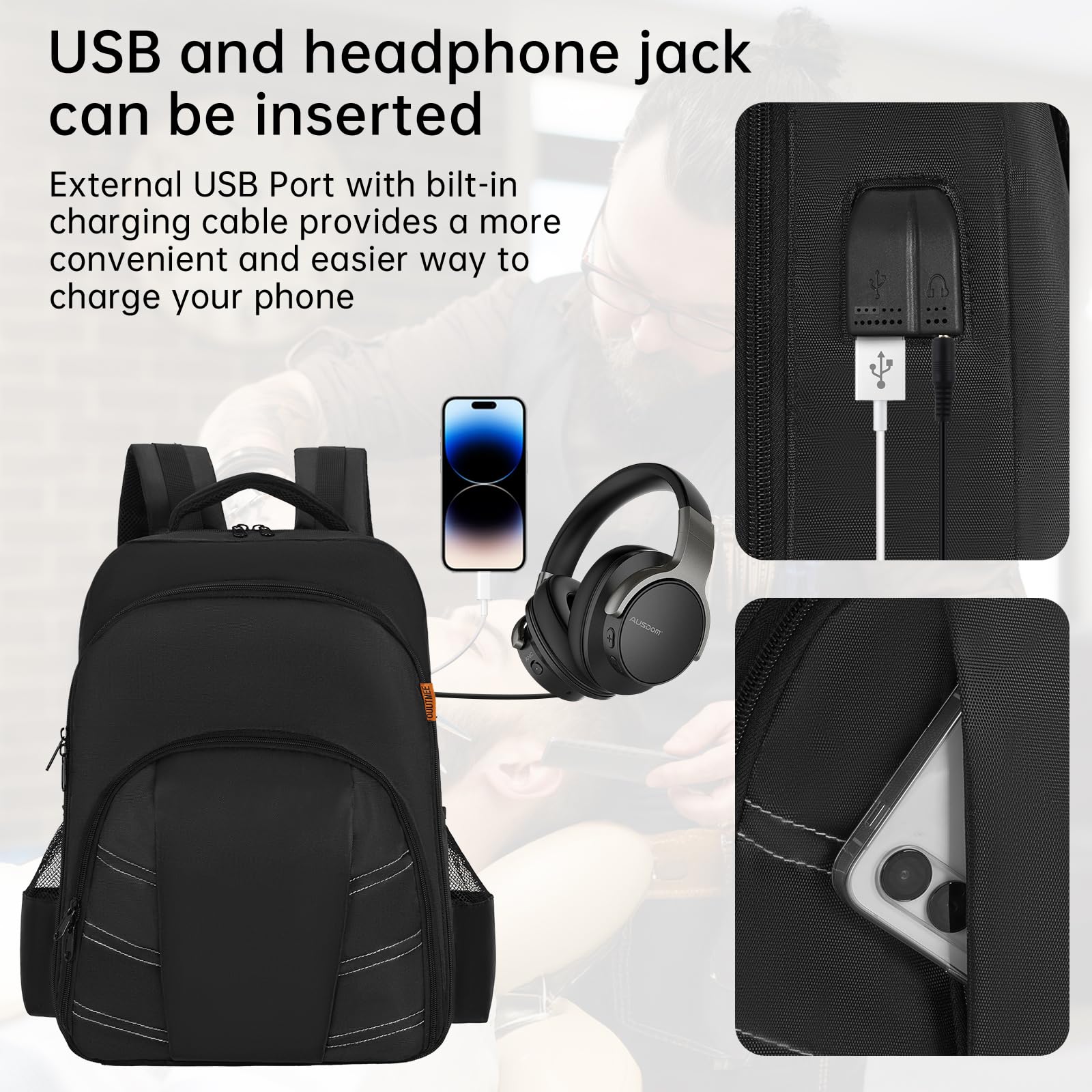 OUUTMEE main pocket fits a 15 inch notebook for notes on site