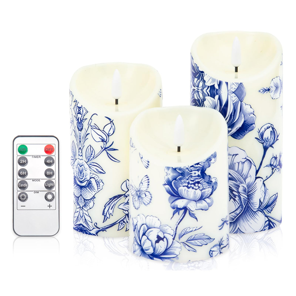 Ouvibor blue and white flameless candles centerpiece for weddings