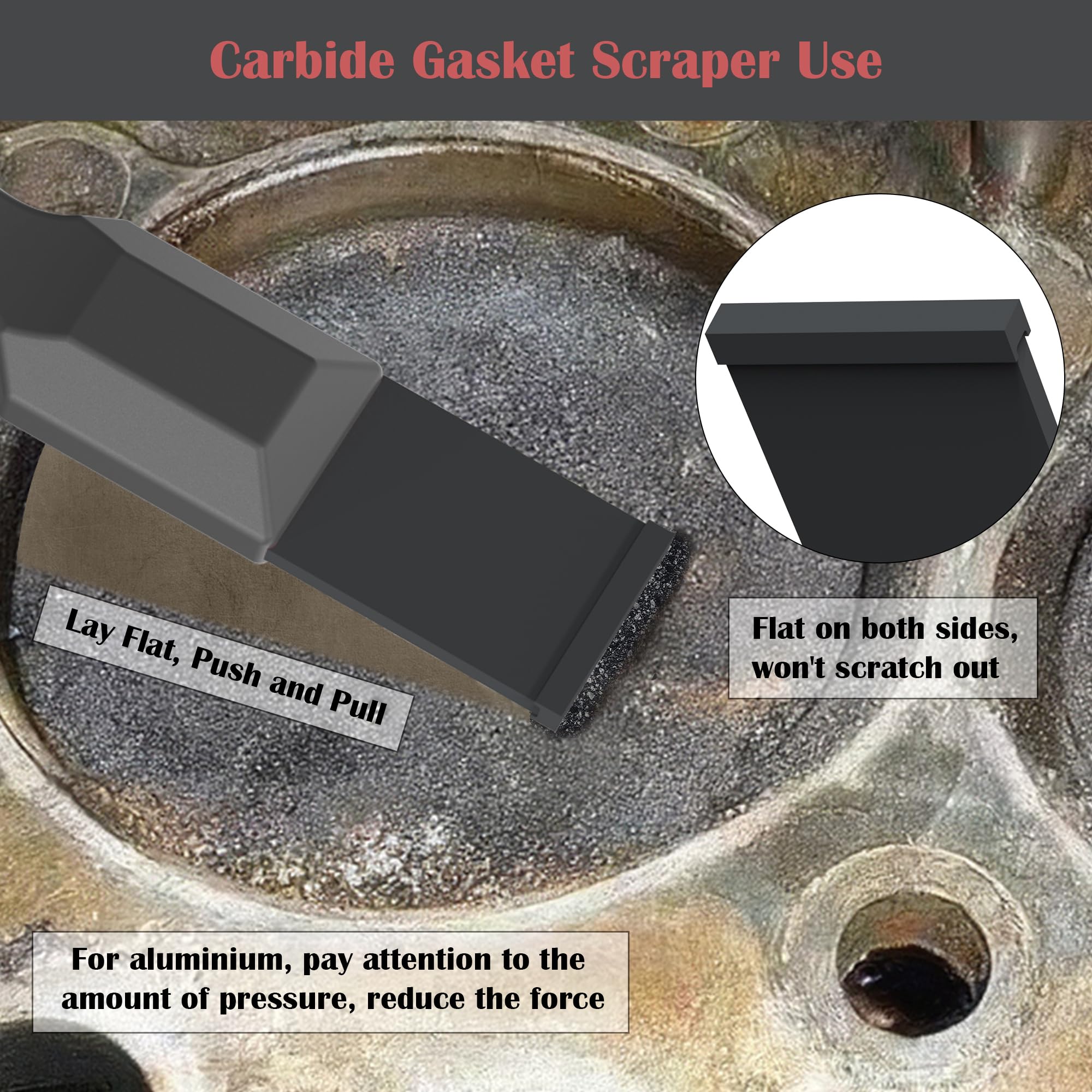 Tungsten carbide tip detail on the OUXIO scraper for tough residues.