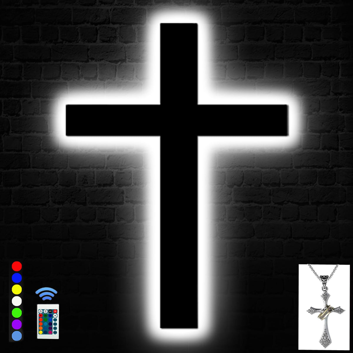 OUYENL cross wall decor neon sign with 16 colors for ambient lighting.