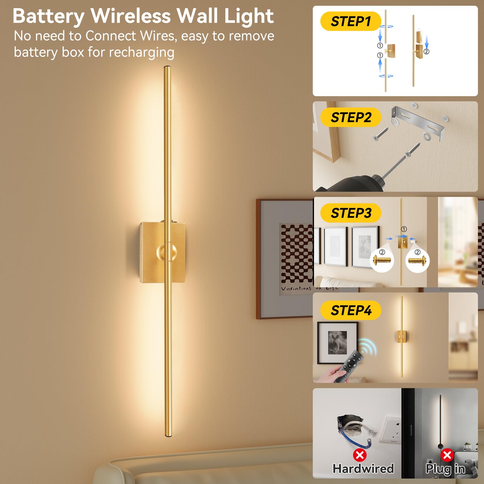Ouyulong gold dimmable wall sconces with adjustable brightness