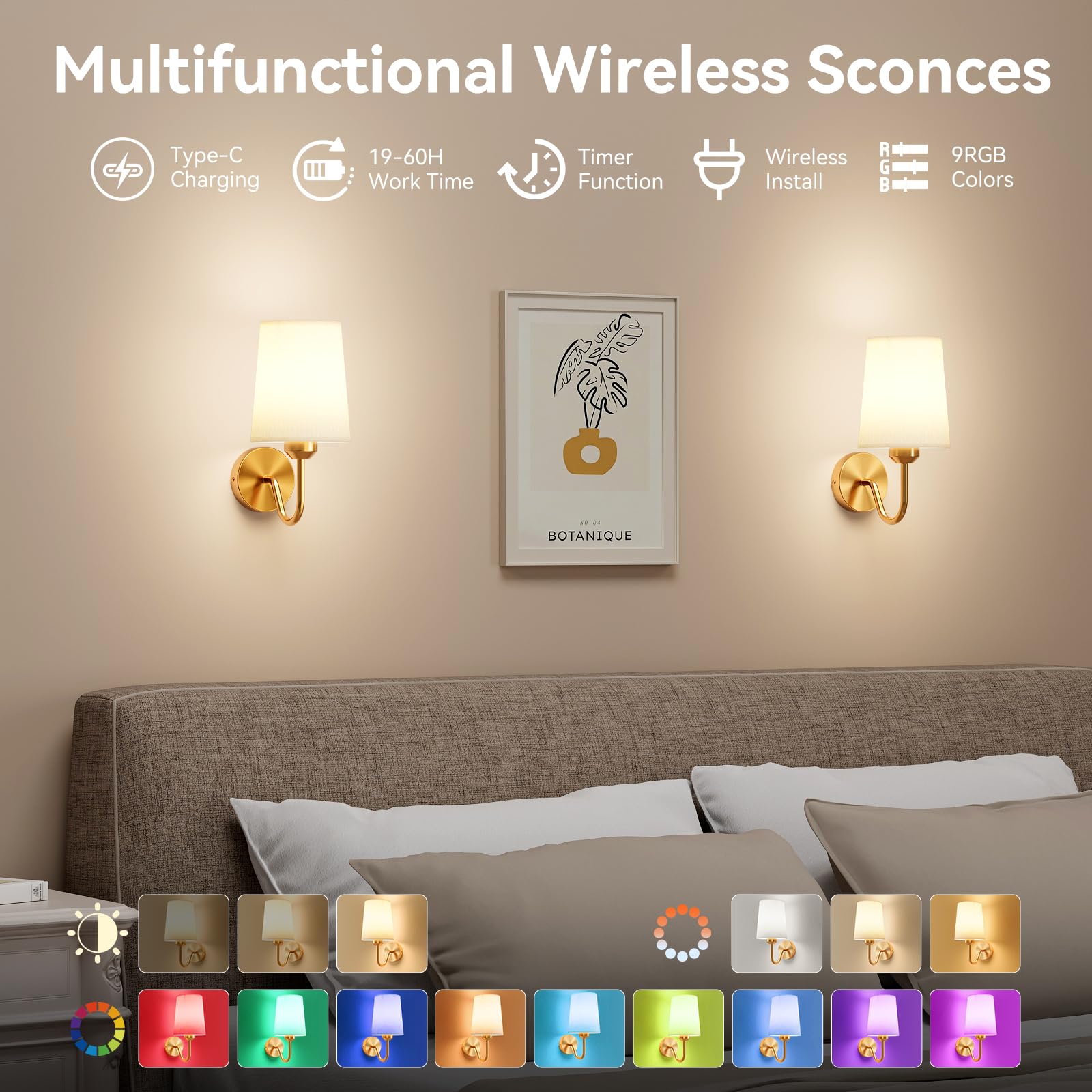 Ouyulong battery wall sconce showing detachable bulb and remote for placement
