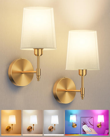 Ouyulong battery wall sconces set 2 in brushed gold provide wireless ambient lighting.