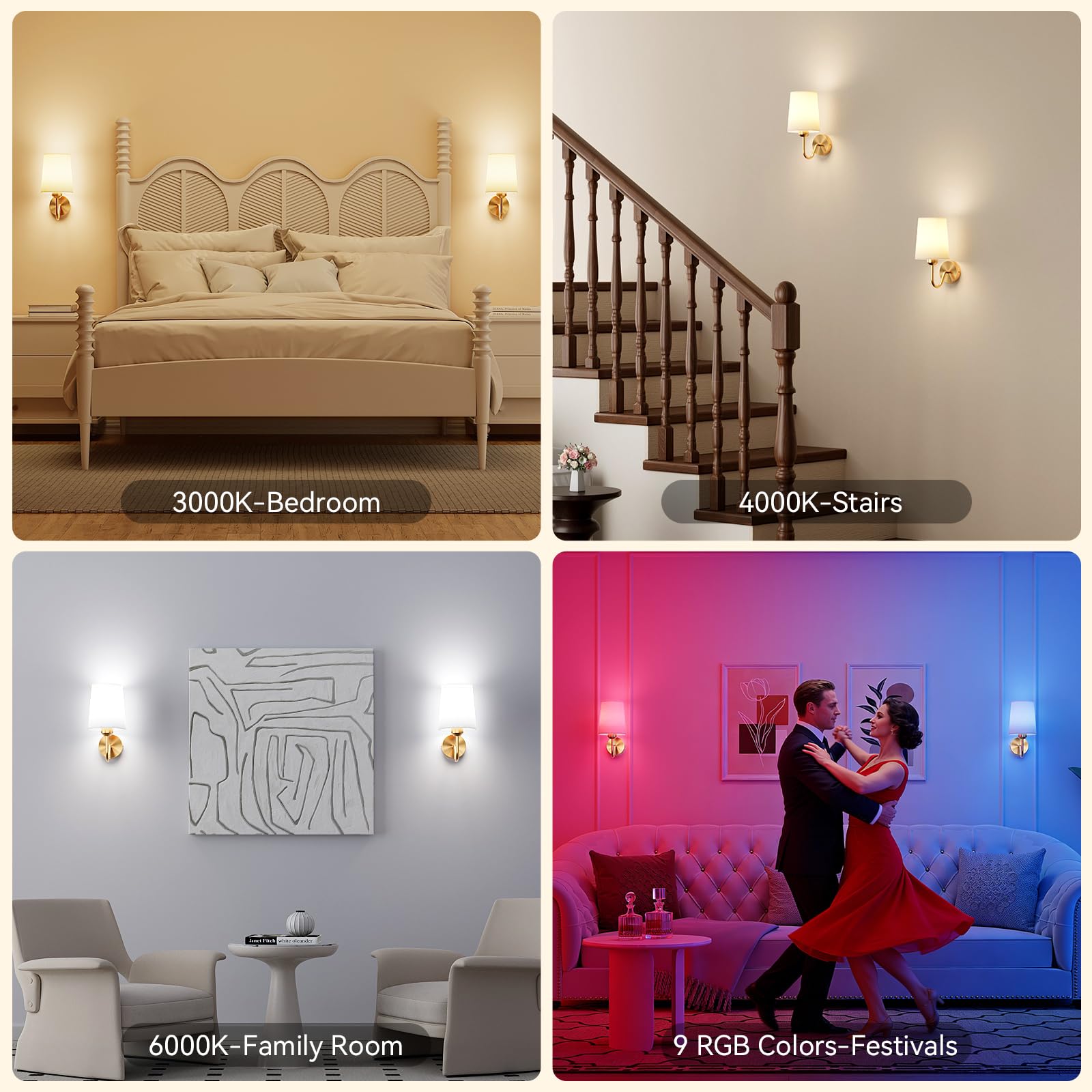 Ouyulong sconce with soft textile shade adding gentle glow to living room