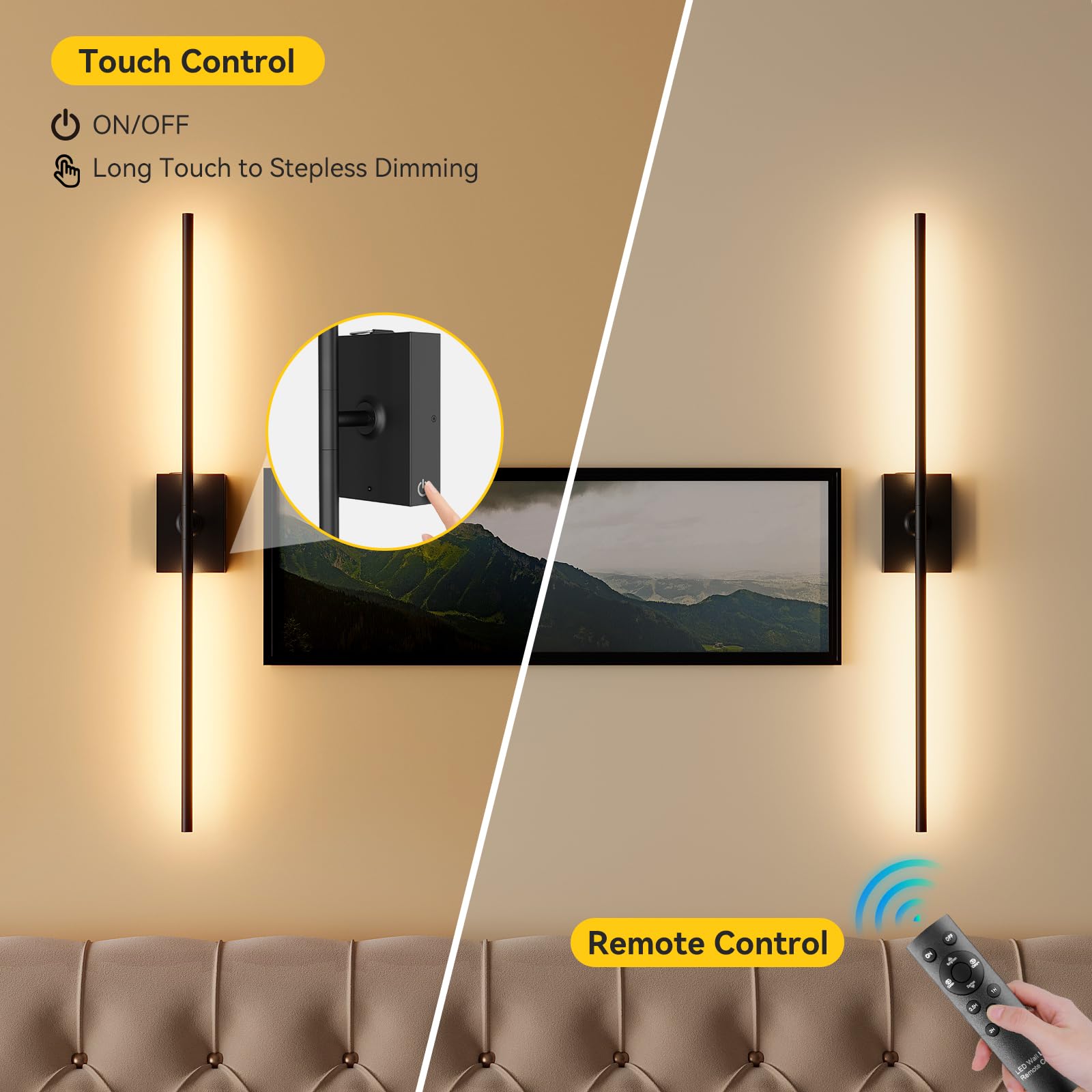 Ouyulong 31.6-inch wall sconces fit a slim, modern silhouette.