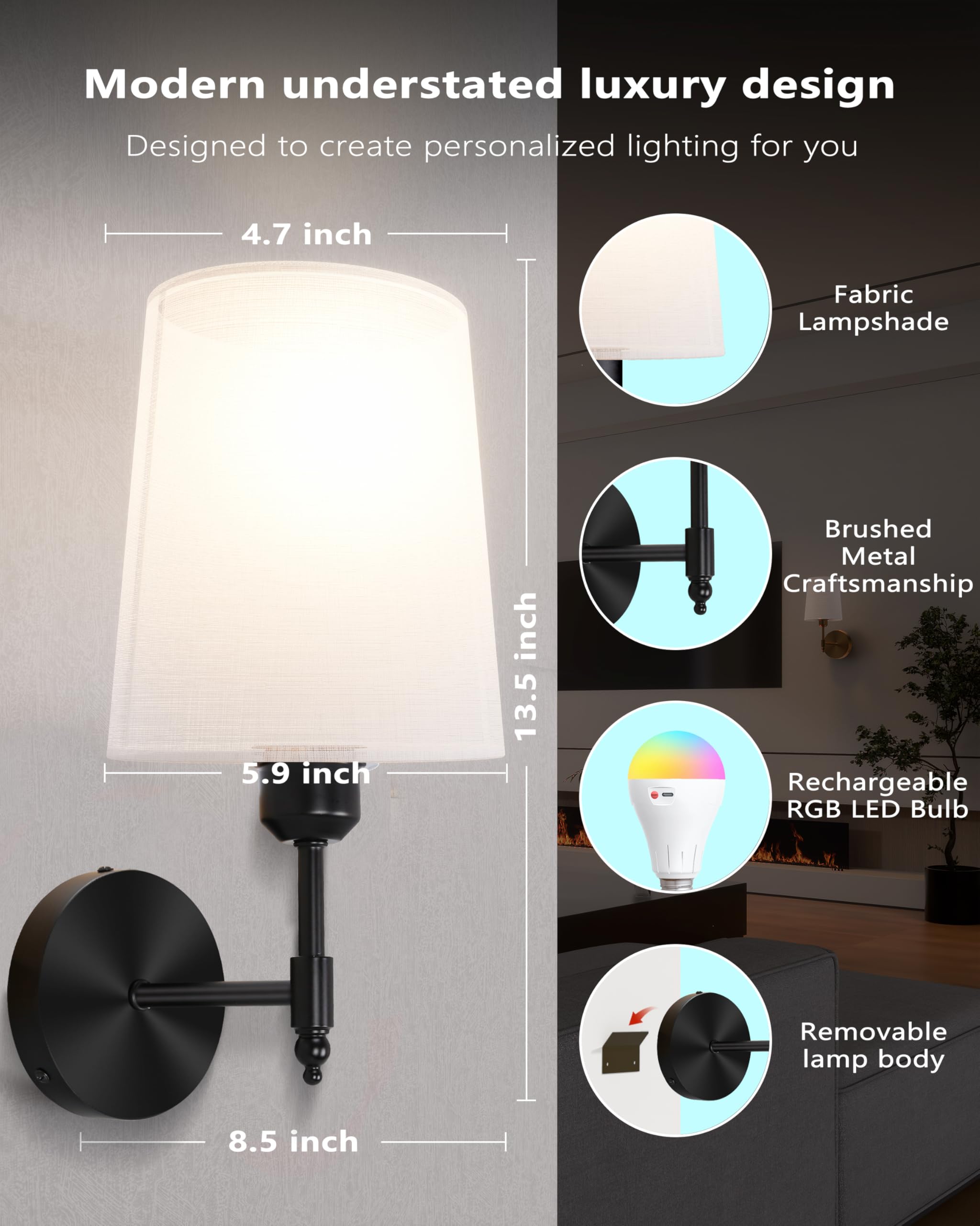 Ouyulong RGB lighting show on wall sconce for ambient lighting.