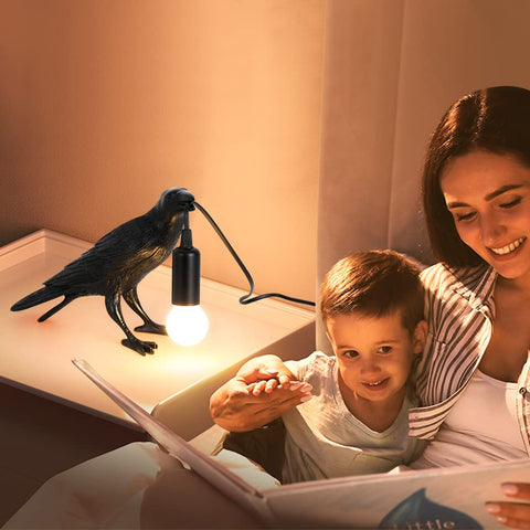 OVANUS Crow Lamp feather texture with carved details adds tactile elegance.