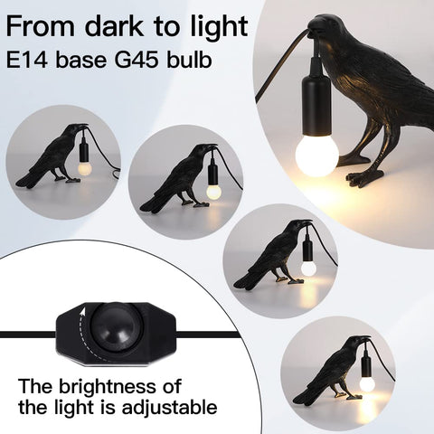 OVANUS Raven Lamp size 12.2 by 7.08 inches fits tables, desks, and shelves.