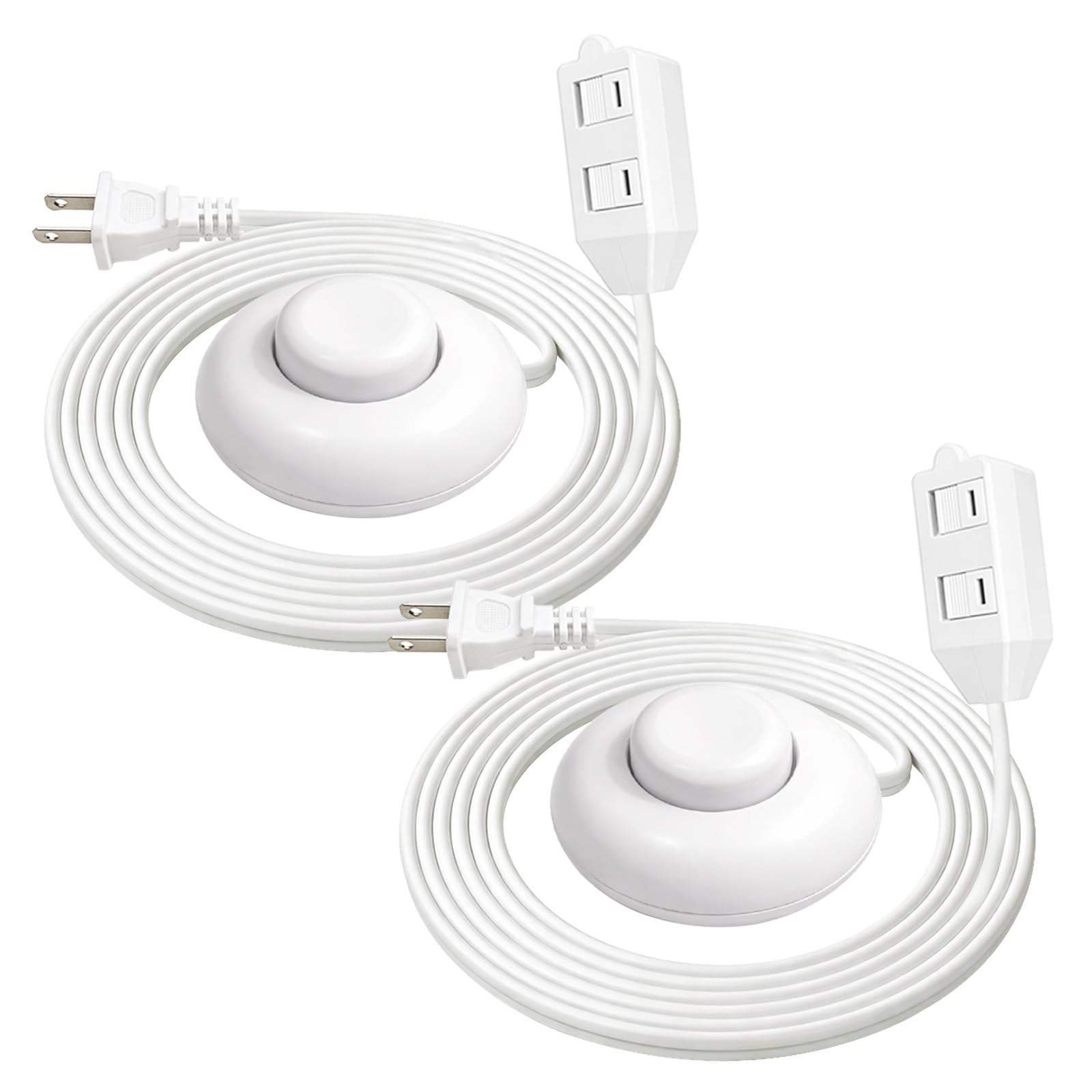 oviitech 12ft extension cord with three outlets and a hand switch for easy control.
