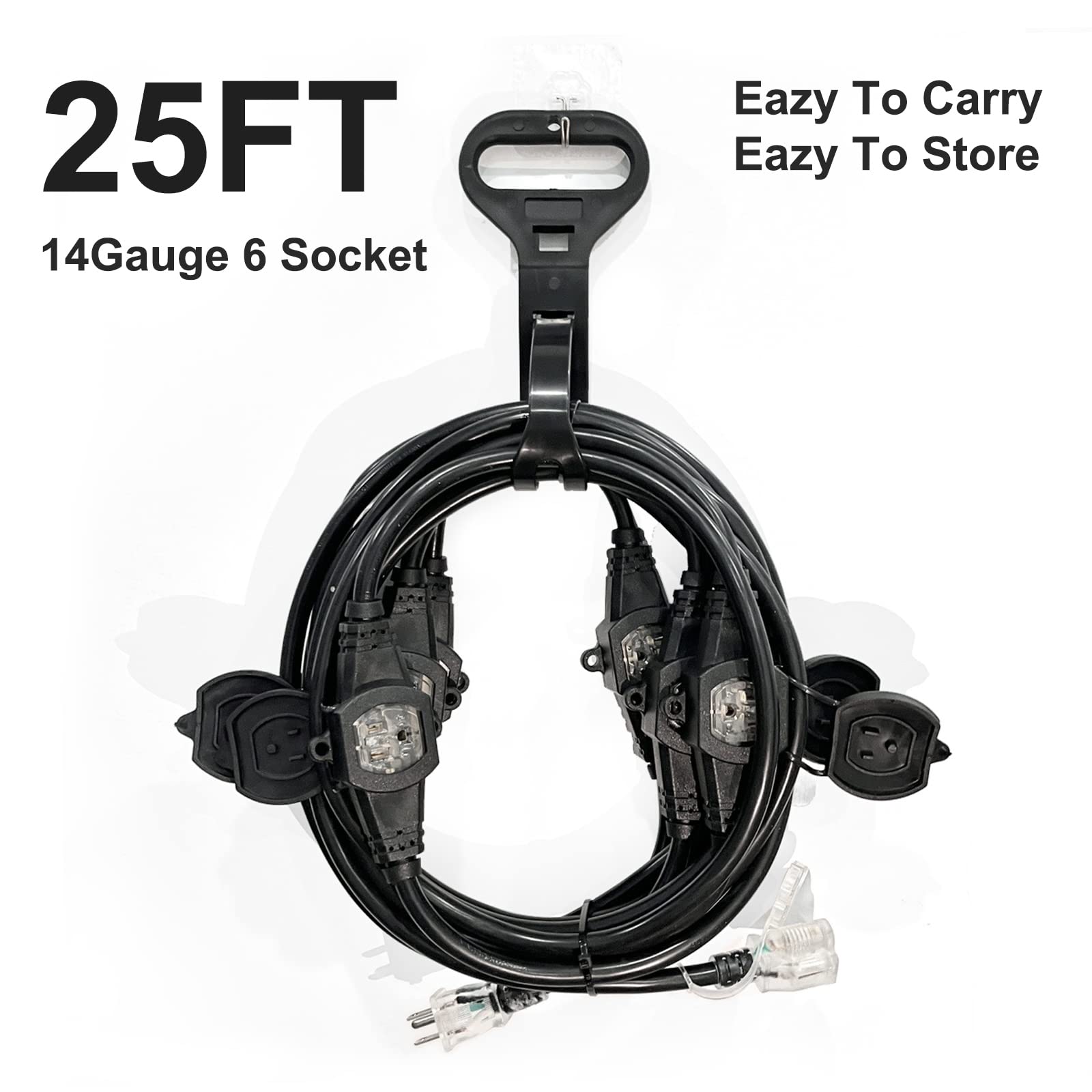 oviitech 25ft extension cord blue indicator lights show active outlets