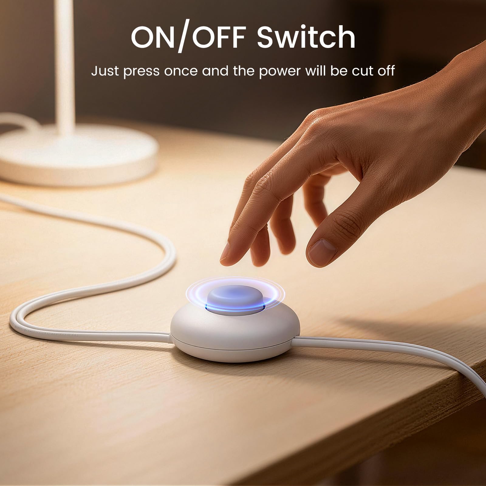 Three outlets on the oviitech cord with twist-lock safety for stable connections.