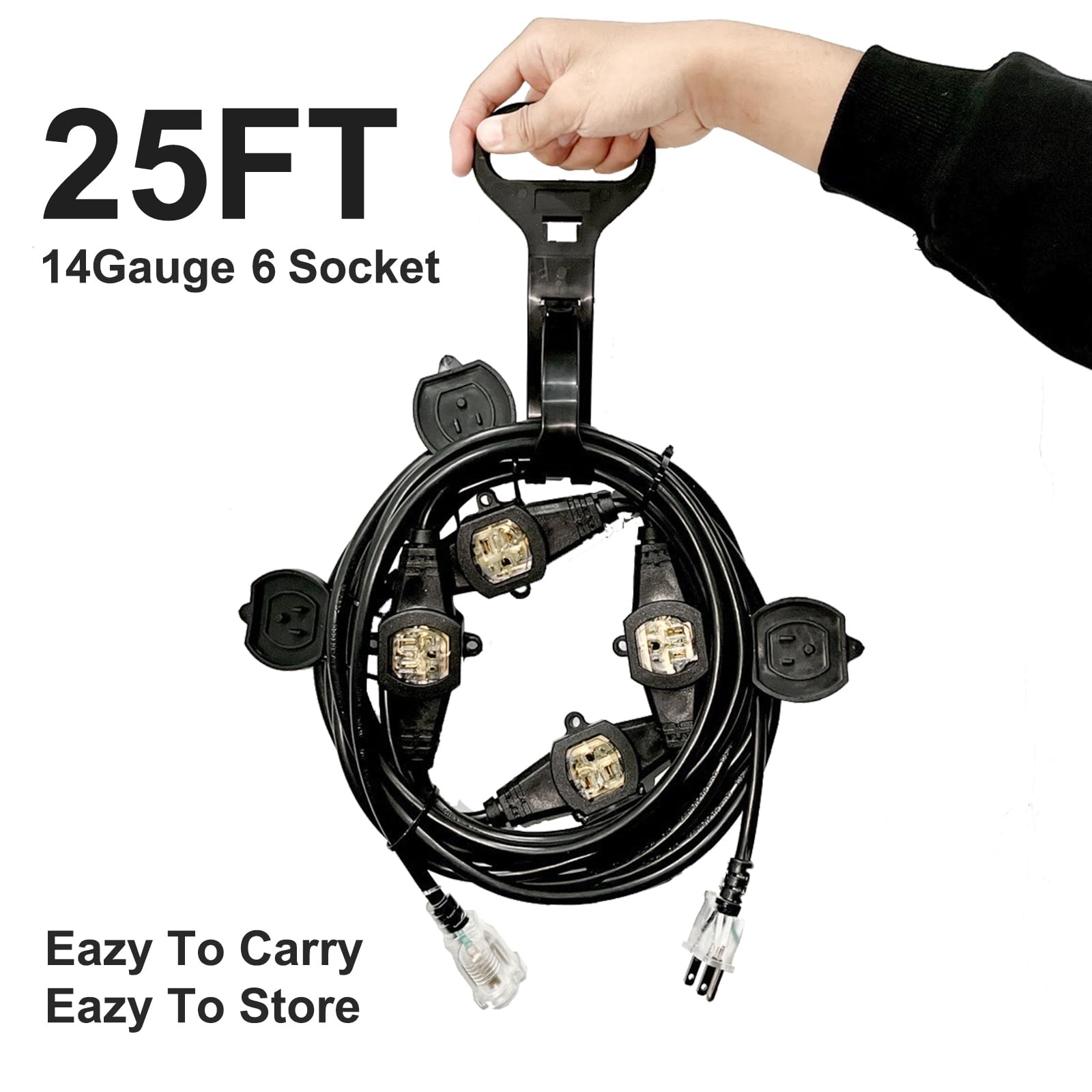 oviitech extension cord supports indoor and outdoor use with evenly spaced outlets